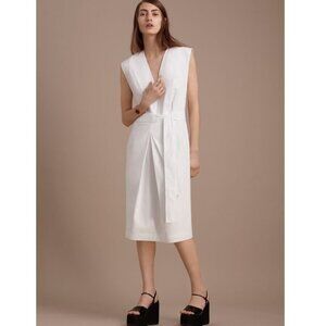 Aritzia 1-01 Babaton Judith Structured Deep V Midi Dress White Size Small